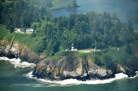 Airborne side view of Cape Disappointment