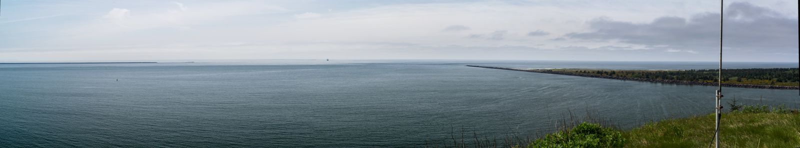Panorama view of the mouth of the Columbia River from Cape Disappointment, WA